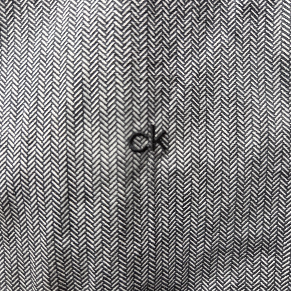 Calvin Klein Dress Shirt Mens M Gray Herringbone Slim Fit Long Sleeve Woven - Picture 5 of 9